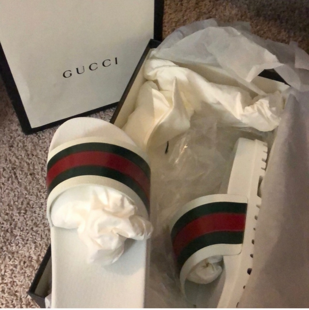 Gucci Web Slide White
